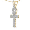 10K Yellow Gold 1.00 Cttw Ankh Cross Pendant (H-I Color, SI1-SI2 Clarity) -18" Inches-2