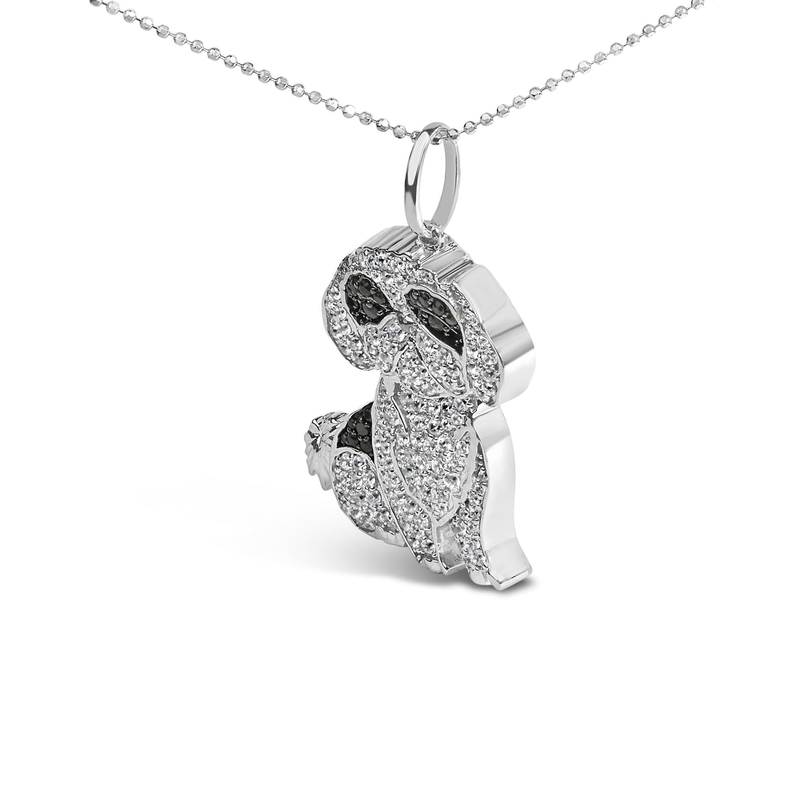 .925 Sterling Silver 1 1/4 Cttw Diamond Shih Tzu Dog Pendant Necklace 18 inch (Black and I-J Color, I2-I3 Clarity)-2
