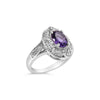 .925 Sterling Silver 9x7mm Oval Purple Amethyst and Round Diamond Accent Fashion Cocktail Ring (I-J Color, I1-I2 Clarity)-2