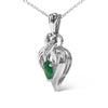 .925 Sterling Silver 6x4mm Pear Emerald and Diamond Accent Heart Pendant Necklace (H-I Color, SI1-SI2 Clarity) - 18 Inches-2