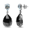 18K White Gold 1/5 Cttw Diamond with Pear Cut Sky Blue Topaz and Pear-Cut Black Onyx Gemstone Dangle Earring (G-H Color, SI1-SI2 Clarity)-2