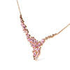 18K Rose Gold 1/2 Cttw Brown Diamond and Multi-Size Oval Pink Sapphire Cluster Cascade Statement Station Necklace (Brown Color, SI1-SI2 Clarity) - Adjustable up to 14" to 16"-2