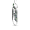 .925 Sterling Silver Green Enamel Pendant with 1/2 Cttw Diamond, Sapphire, and Tsavorite Openwork Statement 18" Pendant Necklace (F-G Color, VS1-VS2 Clarity)-2