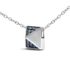 14K White Gold 1/4 Cttw Treated Blue Diamond Matte Finished Pyramid Pendant Necklace (Blue Color, SI1-SI2 Clarity) - 18" Inches-2