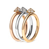 14K Tri Color Gold 1/3 Cttw Diamond Pyramid Stackable Band Ring Set (G-H Color, SI1-SI2 Clarity) - Size 7