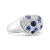 18K White Gold Blue Sapphire and 5/8 Cttw Diamond Cluster Heart Shaped  Ring (F-G Color, VS1-VS2 Clarity)-2