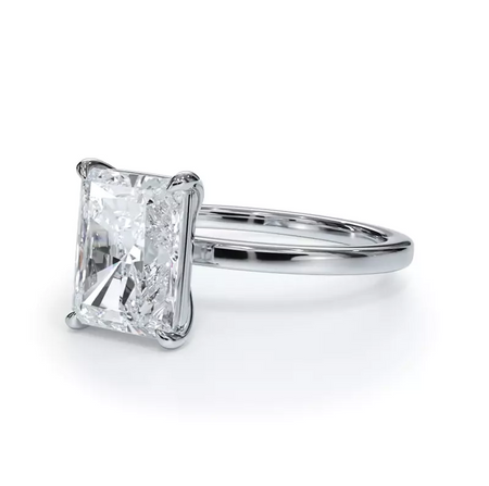 AGI Certified 2 CTW Lab-Grown Emerald Cut Diamond Solitaire Engagement Ring in 14K White Gold – G-VS Clarity-0