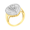 10K Yellow Gold 1.0 Cttw Round and Baguette Cut Diamond Oval Shaped Cluster Ring (I-J Color, I1-I2 Clarity)-3