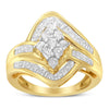 10K Yellow Gold over .925 Sterling Silver Diamond Bypass Cluster Ring (1 Cttw, I-J Color, I2-I3 Clarity)-3