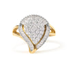 10K Yellow Gold 1 Cttw Round and Baguette Cut Diamond Ballerina Cluster Ring (H-I Color, SI2-I1 Clarity)-3