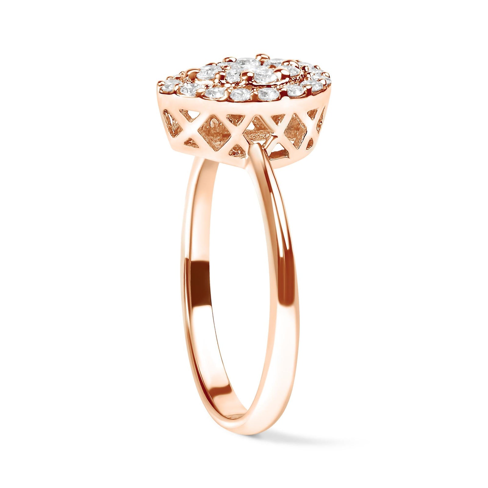 10K Rose Gold 3/8 Cttw Composite Diamond Pear Shaped Halo Promise Ring (I-J Color, I2-I3 Clarity)-3