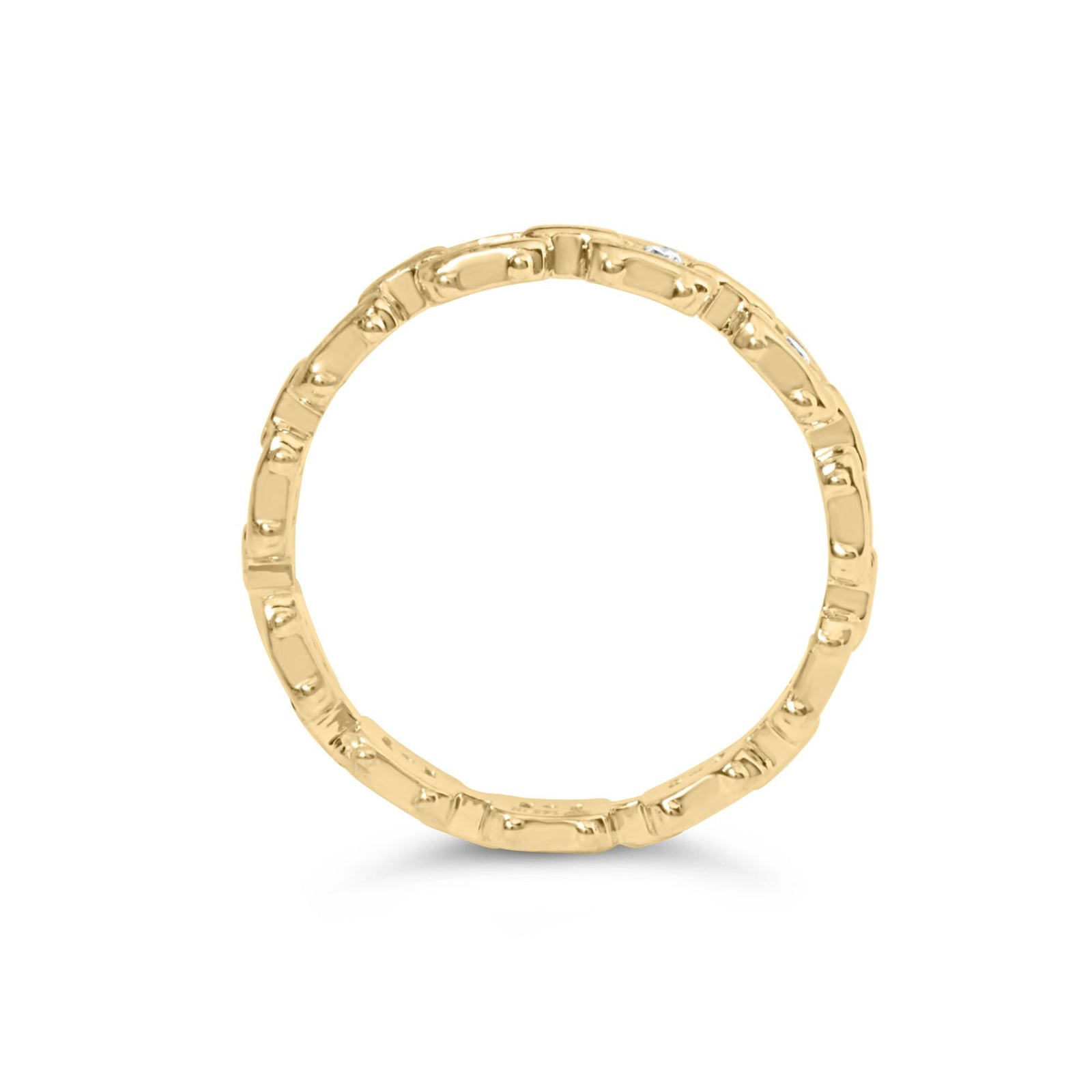 10K Yellow Gold 1/10 Cttw Diamond Paperclip Style Link Band Ring (H-I Color, I1-I2 Clarity)