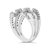 18K White Gold 1 3/4 Cttw Diamond Multi Crossover and Split Shank Cocktail Ring-3