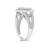 .925 Sterling Silver 1/3 Cttw Invisible Set Princess-Cut Diamond Rhombus and Beaded Halo Ring (H-I Color, SI1-SI2 Clarity)-3
