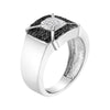 .925 Sterling Silver 3/8 Cttw Composite Enhanced Black and White Diamond Men's Band Ring (H-I, I2-I3)-3