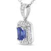 18K White Gold 1/4 Cttw Round Diamond and 6x4mm Purple Tanzanite Halo 18" Pendant Necklace (H-I Color, VS1-VS2 Clarity)-2