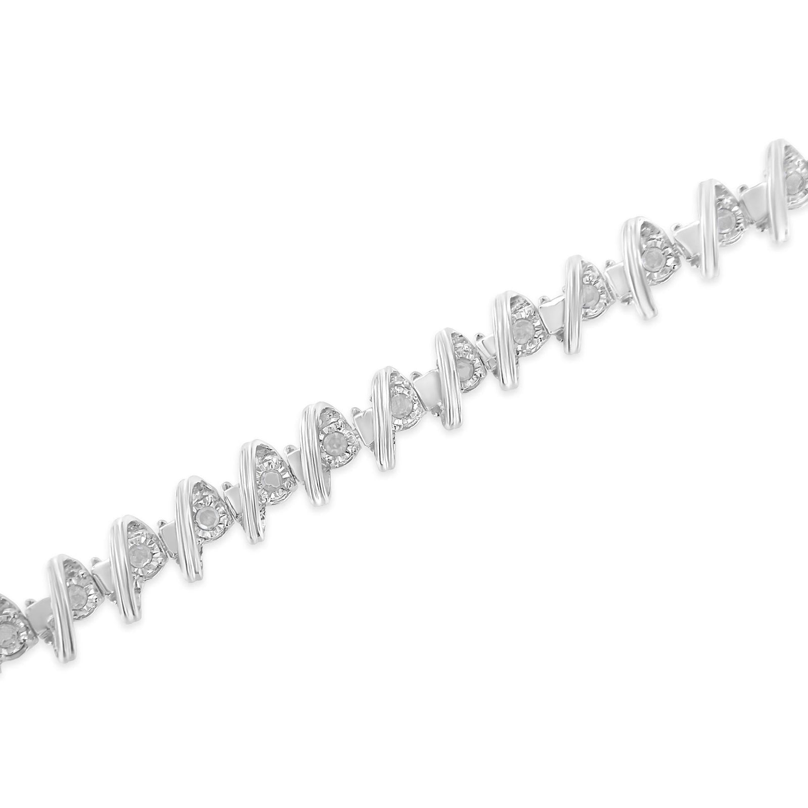 .925 Sterling Silver 1/2 Cttw Diamond Miracle-Set 7" Tennis Bracelet (I-J Color, I3 Clarity)-3