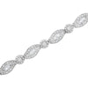 .925 Sterling Silver 1 cttw Diamond Double Leaf and Bezel Link Bracelet (I-J Clarity, I2-I3 Color) - Size 7.25"-3