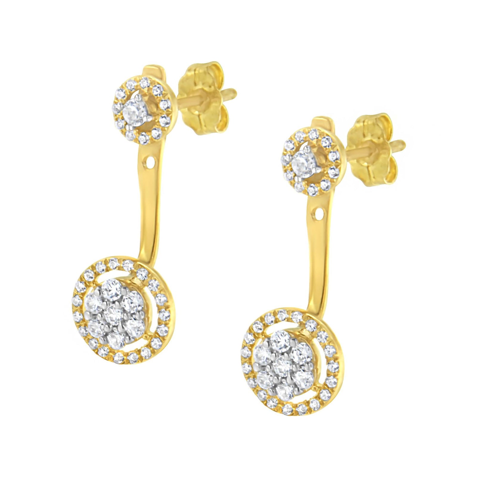 14K Yellow Gold Plated .925 Sterling Silver 5/8 Cttw Diamond Removable Stud and Dangle Earrings (I-J Color, I2-I3)-3