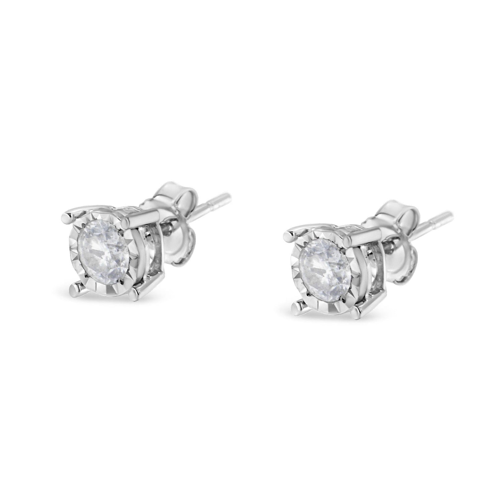 .925 Sterling Silver 1/2 Cttw Near Colorless Round Brilliant-Cut Diamond Miracle-Set Stud Earrings (H-I Color, I2-I3 Clarity)-3