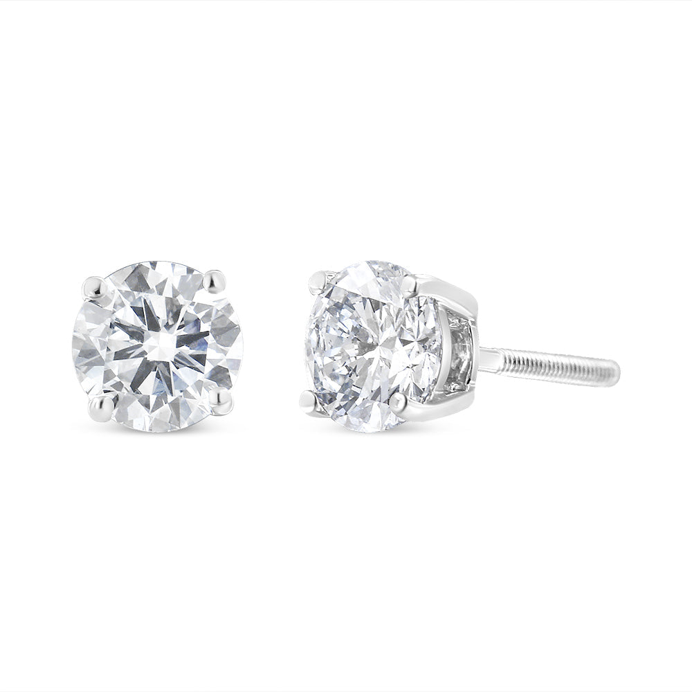 IGI Certified 14K White Gold 1 1/2 Cttw Lab Grown Diamond Solitaire Stud Earrings with Screwbacks (H-I Color, VS1-VS2 Clarity)-3