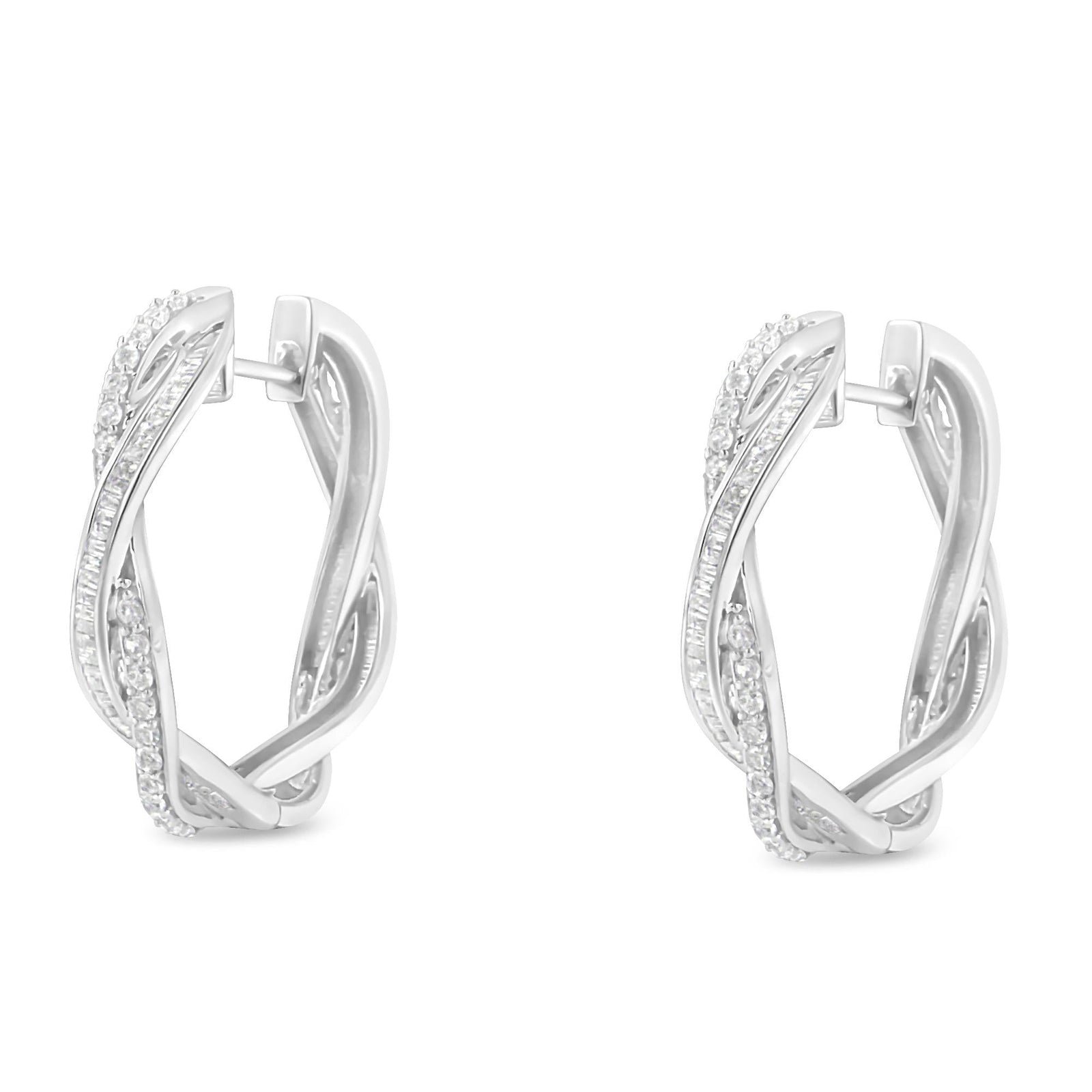 Sterling-Silver Diamond Hoop Earring (0.75 cttw, I-J Color, I2-I3 Clarity)-3