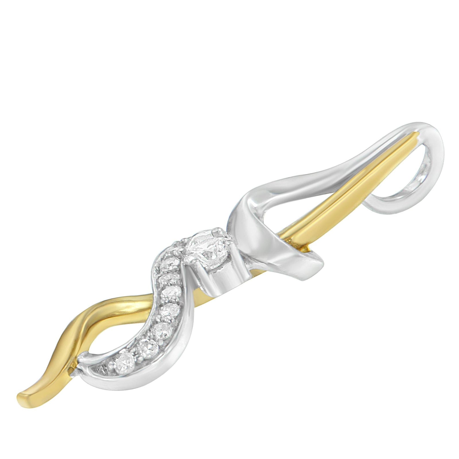 Espira 10K Two-tone Gold 1/5 cttw Diamond Intertwined Swirl Pendant Necklace (J-K, I1-I2)-3