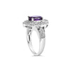 .925 Sterling Silver 9x7mm Oval Purple Amethyst and Round Diamond Accent Fashion Cocktail Ring (I-J Color, I1-I2 Clarity)-3