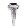 .925 Sterling Silver 9X7 Oval MM Purple Amethyst Solitaire and Diamond Accent Ring-3