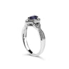 .925 Sterling Silver 6x4mm Pear Sapphire Gemstone with Diamond Accent Fashion Halo Ring (H-I Color, SI1-SI2 Clarity)