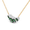 18K Rose Gold 3/4 Cttw Pave Diamonds and Graduated Green Tsavorite Gemstone Curved Bar Choker Necklace (G-H Color, SI1-SI2 Clarity) - Adjustable up to 14" - 16.5"-3