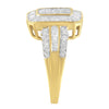 10K Yellow Gold Round and Baguette-Cut Diamond Cluster Ring (1.0 Cttw, I-J Color, SI1-SI2 Clarity)-4