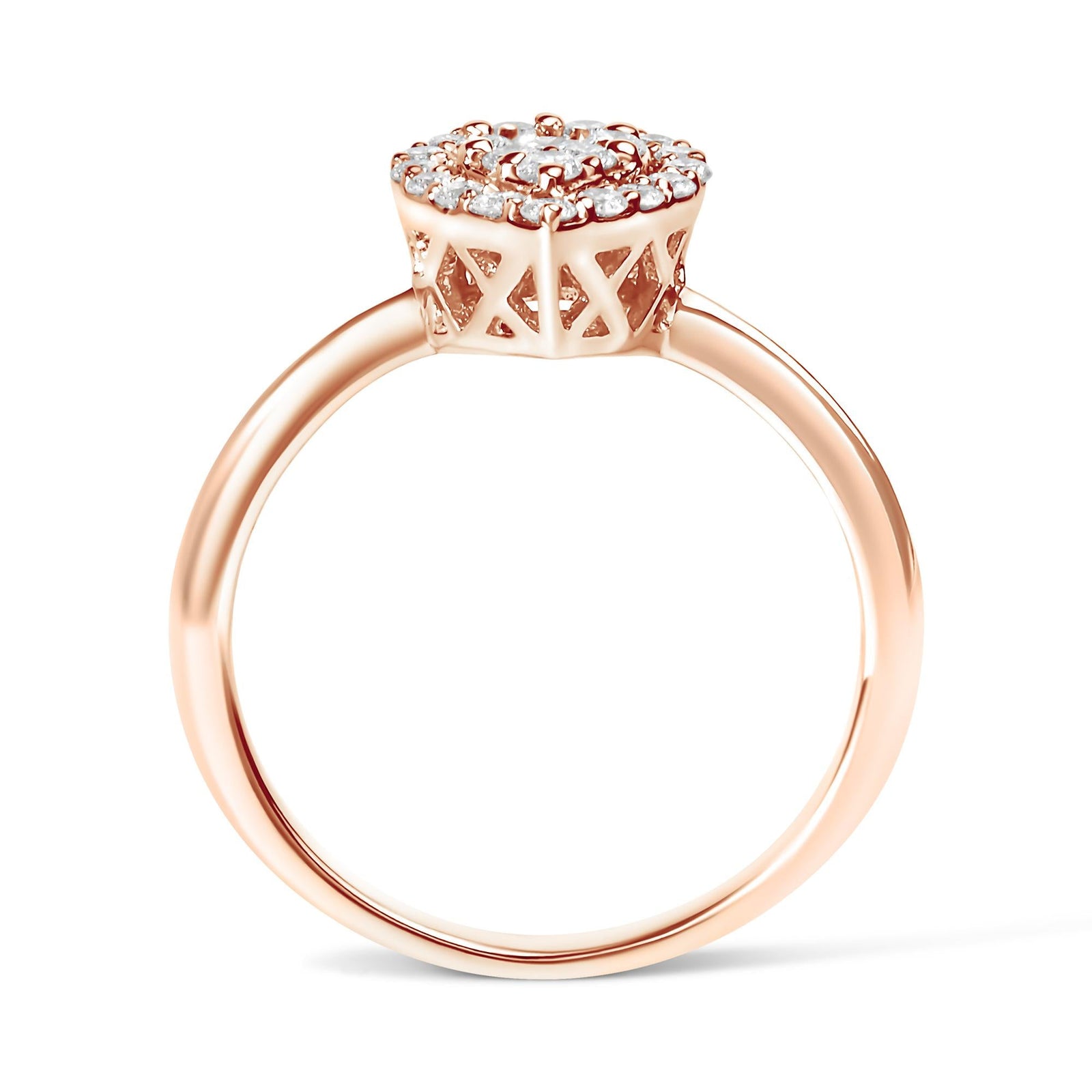 10K Rose Gold 3/8 Cttw Round-Cut Diamond Pear Promise Ring (I-J Color, I2-I3 Clarity)-4