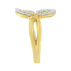 10K Yellow Gold 3/8 Cttw Round and Baguette-Cut Diamond Leaf Cocktail Ring (I-J Color, I1-I2 Clarity)-4