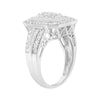 .925 Sterling Silver Round and Baguette Diamond Cathedral Ring (0.75 Cttw, H-I Color, I2-I3 Clarity)-4