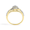 10K Yellow Gold 1/10 Cttw Diamond Swirl and Halo Promise Ring