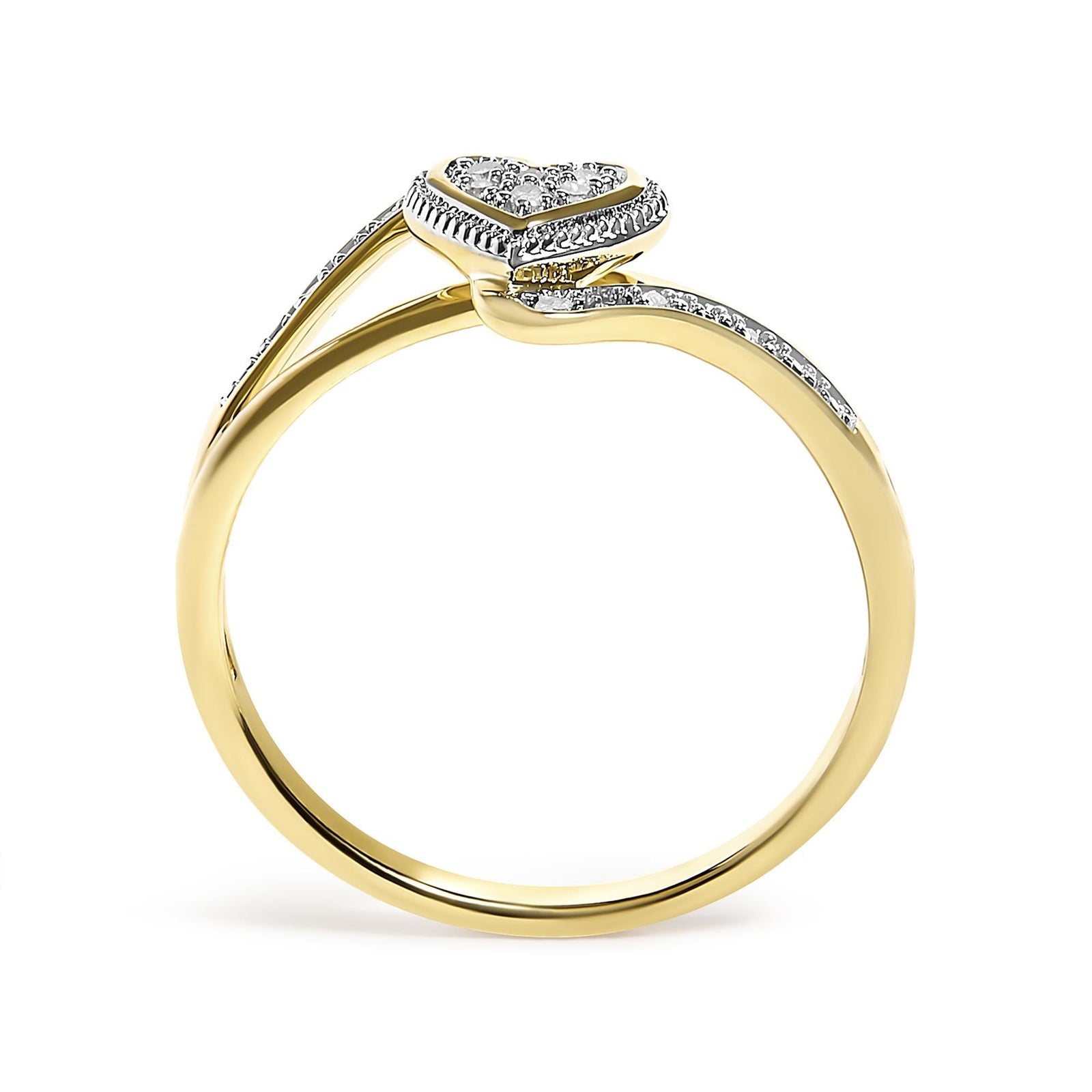10K Yellow Gold Diamond Accent Filigree Heart Promise Ring (I-J Color, I3 Clarity)