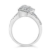 14K White Gold 1-1/2 Cttw Round and Baguette Diamond Bypass Cocktail Ring Band (H-I Color, SI1-SI2 Clarity)-4