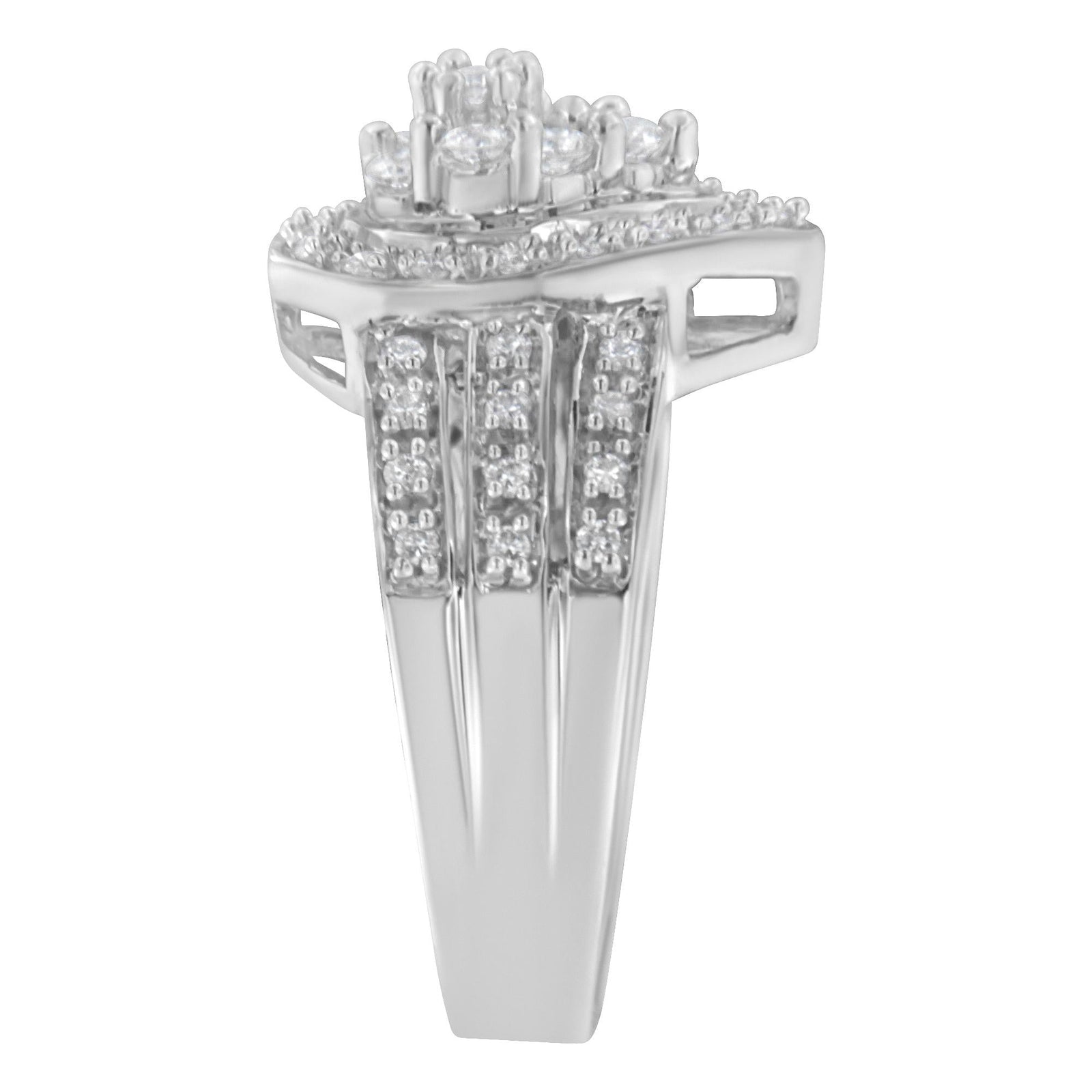 10K White Gold Diamond Cocktail Teardrop Ring (1/2 Cttw, H-I Color, SI2-I1 Clarity)-4