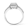 .925 Sterling Silver 1/4 Cttw Princess-cut Diamond Composite Ring with Beaded Halo (H-I Color, SI1-SI2 Clarity)
