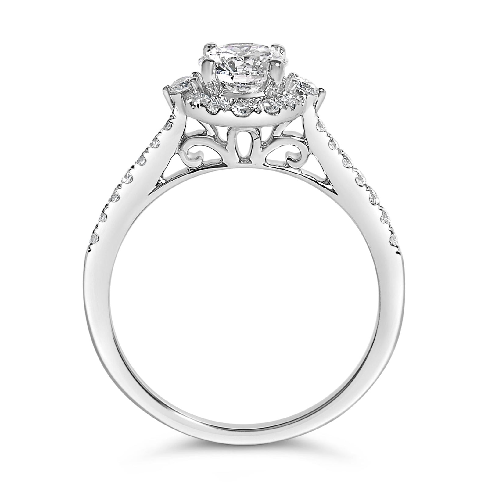 14K White Gold 1.00 Cttw Lab-Grown Diamond Oval Shaped Halo Engagement Ring (F-G Color, VS1-VS2 Clarity)