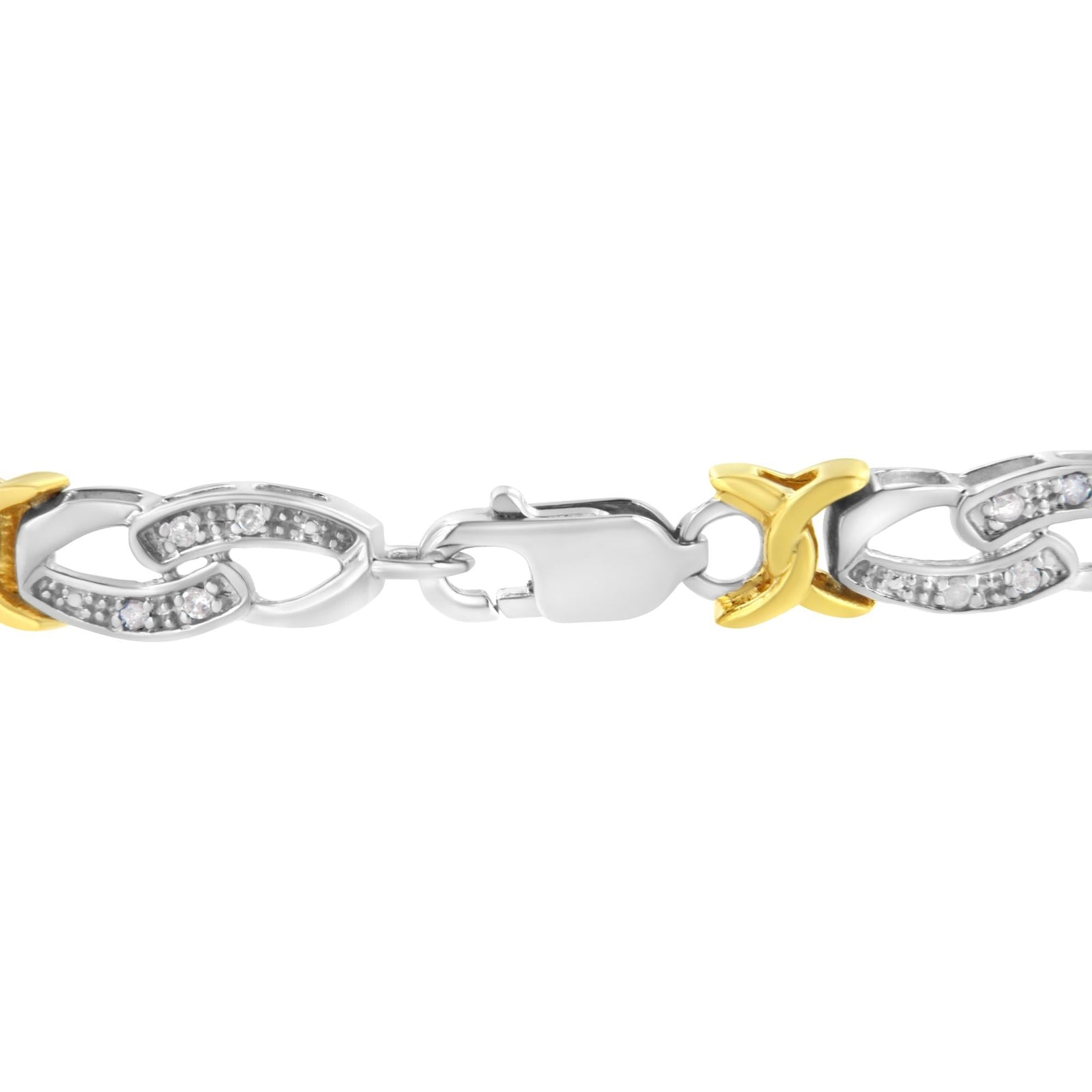 10k Yellow Gold Plated Sterling Silver 1/4 cttw Diamond Infinity and X Link Bracelet (I-J Clarity, I2-I3 Color) - Size 7.25"-4