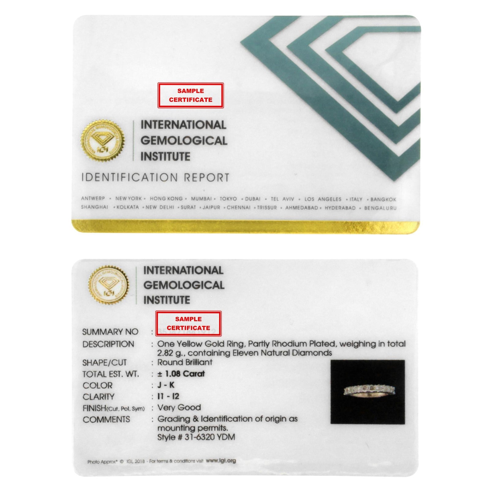 IGI Certified 1.0 Cttw Diamond 10K Yellow Gold Prong Set Fluted Band Style Wedding Ring (J-K Color, I1-I2 Clarity)-4