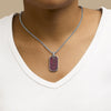 Men's .925 Sterling Silver Created Red Ruby Dog Tag Pendant Necklace - 22" Inches-3