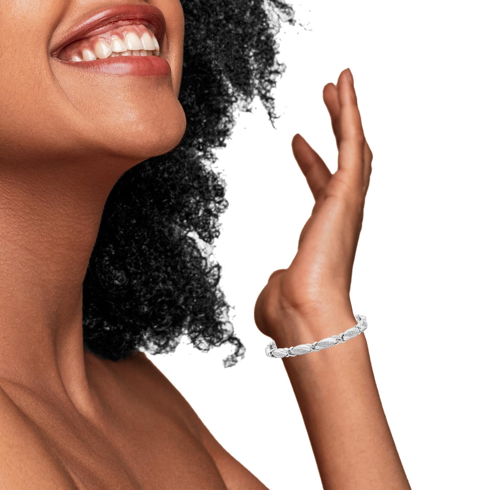 .925 Sterling Silver 1.00 Cttw Round Diamond X-Link Bracelet (I-J Color, I2-I3 Clarity) - Size 7.25"-4