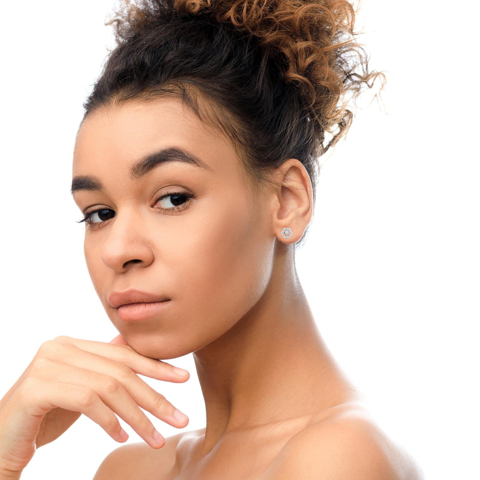 14K Rose and White Gold 1 7/8 Cttw Round Diamond Double Halo Earring Jacket for 6mm Round Studs (G-H Color, VS2-SI1 Clarity)-3