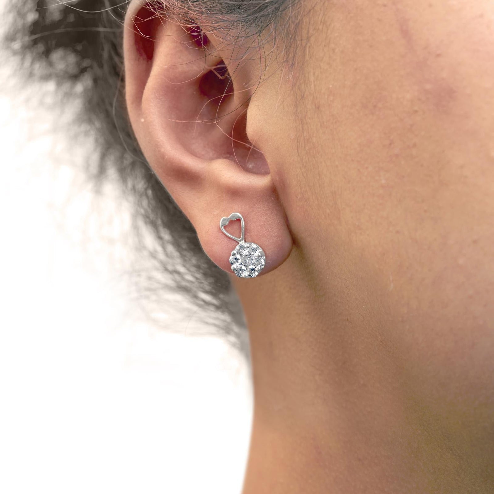 14K White Gold 1 1/4 cttw Round Cut Diamond Earrings (H-I, I1-I2)-3