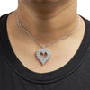 925 Sterling Silver 4.0 Cttw Diamond Two Row Open Heart 18" Pendant Necklace (I-J Color, I2-I3 Clarity)-3