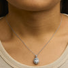 .925 Sterling Silver Oval Blue Topaz and Diamond Accent with Beaded Halo Pendant Necklace - 18" Inches-3