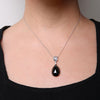 18K White Gold Diamond Accent and Pear Cut Sky Blue Topaz and Pear Cut Black Onyx Dangle Drop 18" Pendant Necklace (G-H Color, SI1-SI2 Clarity)-3